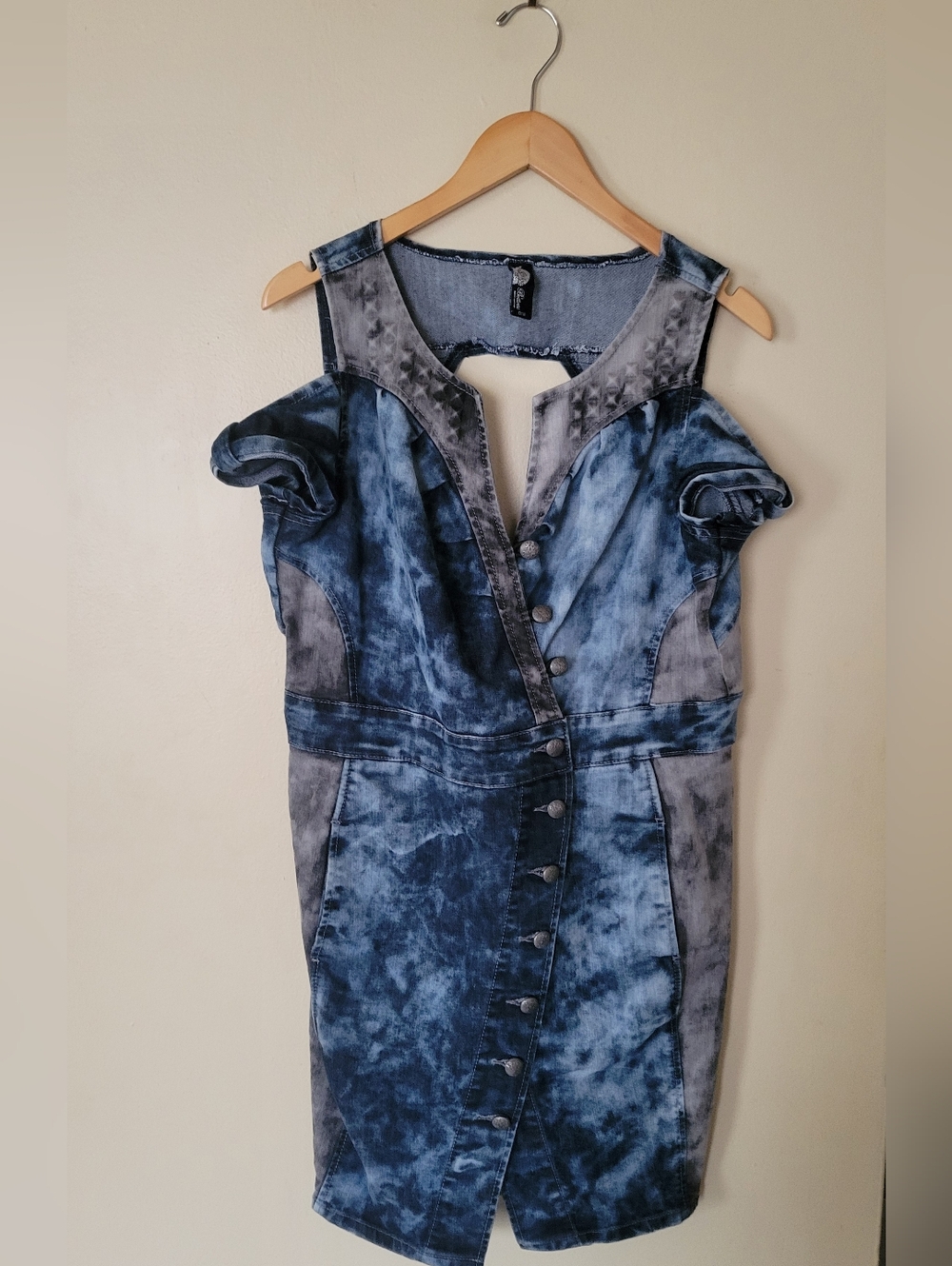 Apple Bottoms  VINTAGE Acid Wash Blue & Gray Denim  Dress